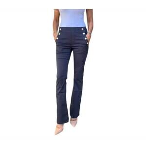 NEW BEVY FLOG ellen flare leg pants in navy print